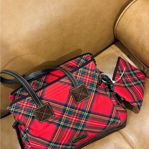 Dooney & Bourke Tartan Plaid Suede Satchel w/ Matching CoinBag + Dust Bag | Rare